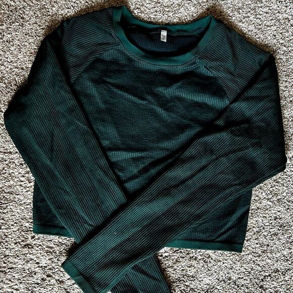 Womens waffle knit long sleeved workout top - Picture 1 of 2